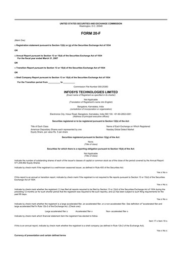 Thumbnail Infosys 20-F Annual Report 