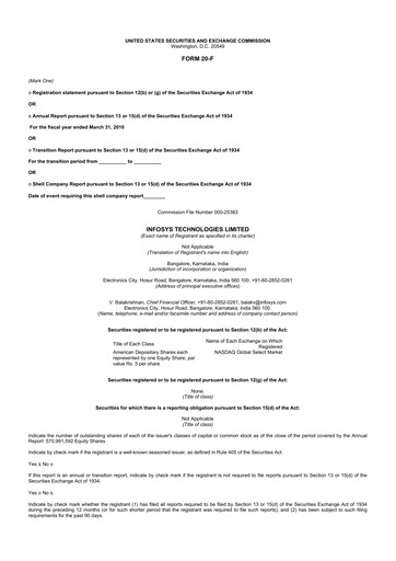 Thumbnail Infosys 20-F Annual Report 