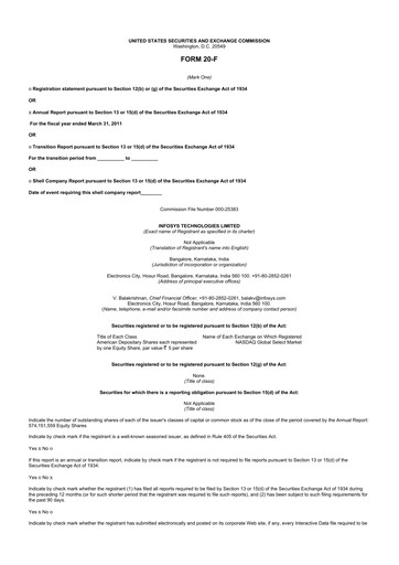 Thumbnail Infosys 20-F Annual Report 