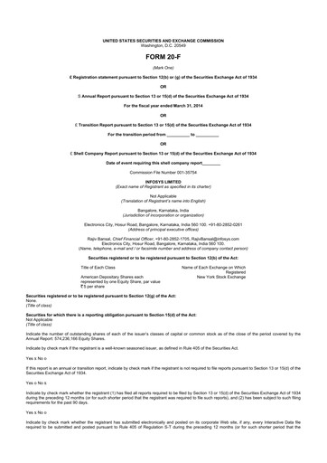 Thumbnail Infosys 20-F Annual Report 