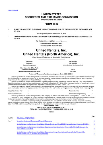 Thumbnail United Rentals
 10-Q Quarterly Report FY2012 