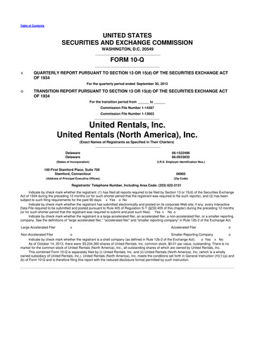 Thumbnail United Rentals
 10-Q Quarterly Report FY2013 