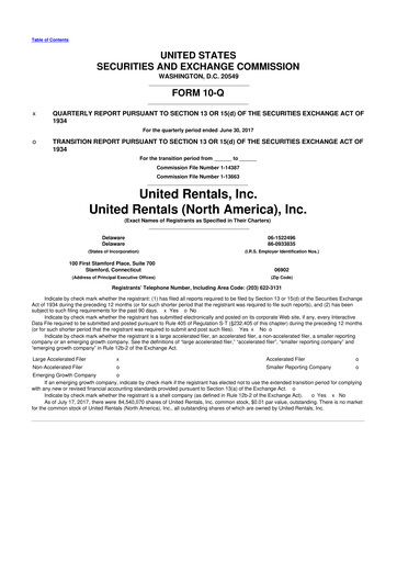 Thumbnail United Rentals
 10-Q Quarterly Report FY2017 