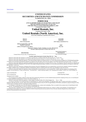 Thumbnail United Rentals
 10-K Annual Report 2018