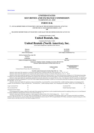 Thumbnail United Rentals
 10-K Annual Report 2019