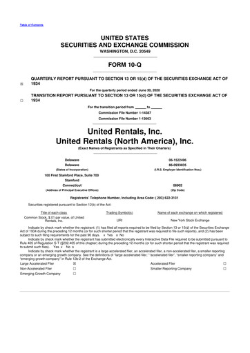 Thumbnail United Rentals
 10-Q Quarterly Report FY2020 