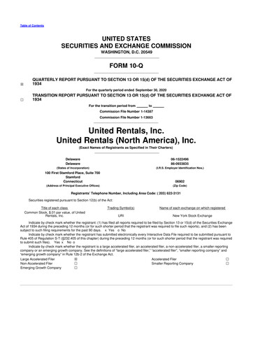 Thumbnail United Rentals
 10-Q Quarterly Report FY2020 