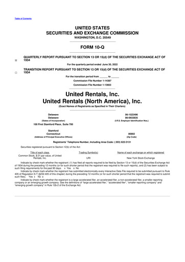 Thumbnail United Rentals
 10-Q Quarterly Report FY2022 