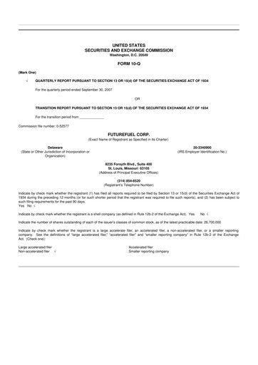 Vorschaubild FutureFuel 10-Q Quartalsbericht  