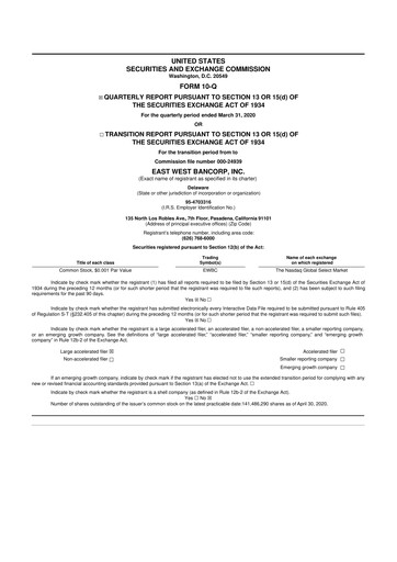 Thumbnail East West Bancorp
 10-Q Quarterly Report FY2020 