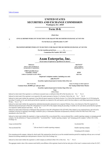 Thumbnail Axon Enterprise
 10-K Annual Report 2017