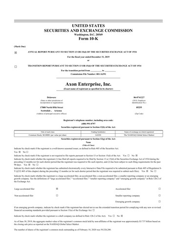 Thumbnail Axon Enterprise
 10-K Annual Report 2019