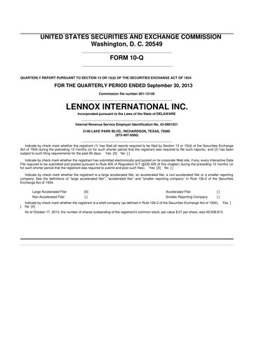 Thumbnail Lennox 10-Q Quarterly Report FY2013 