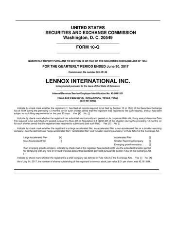 Thumbnail Lennox 10-Q Quarterly Report FY2017 