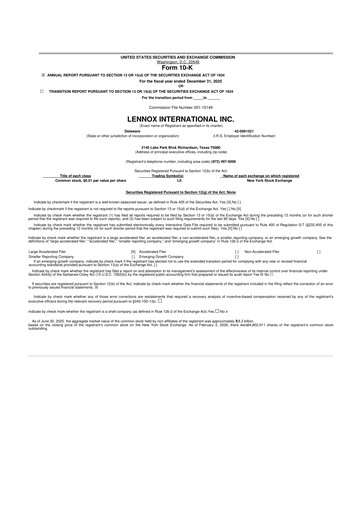 Thumbnail Lennox 10-K Annual Report 2025