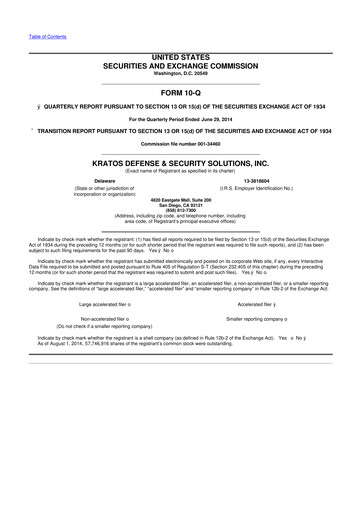 Thumbnail Kratos Defense & Security Solutions 10-Q Quarterly Report FY2014 