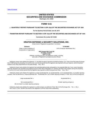 Thumbnail Kratos Defense & Security Solutions 10-Q Quarterly Report FY2015 