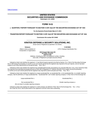 Thumbnail Kratos Defense & Security Solutions 10-Q Quarterly Report FY2016 