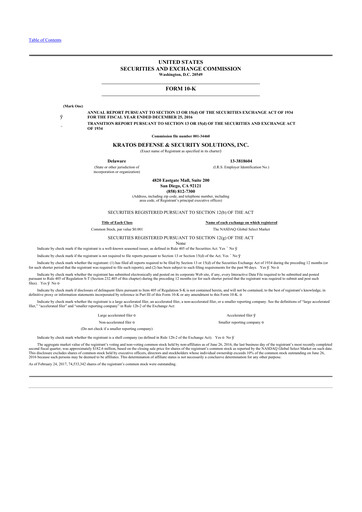 Thumbnail Kratos Defense & Security Solutions 10-K Annual Report 2016