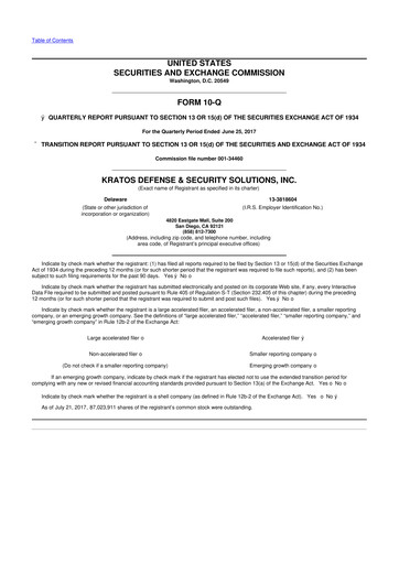 Thumbnail Kratos Defense & Security Solutions 10-Q Quarterly Report FY2017 