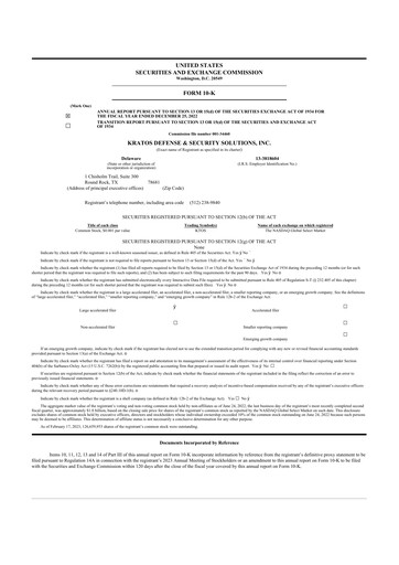 Thumbnail Kratos Defense & Security Solutions 10-K Annual Report 2022