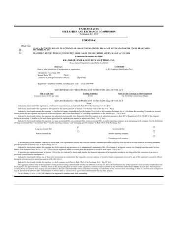 Thumbnail Kratos Defense & Security Solutions 10-K Annual Report 2023