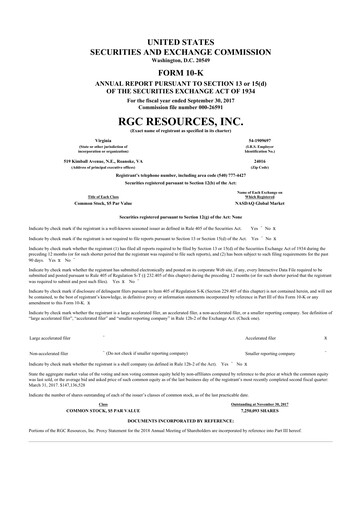 Thumbnail RGC Resources 10-K Annual Report 2017