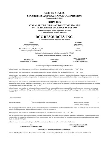 Thumbnail RGC Resources 10-K Annual Report 2019