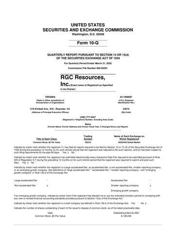 Thumbnail RGC Resources 10-Q Quarterly Report FY 