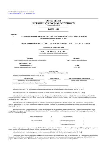 Thumbnail PTC Therapeutics
 10-K Annual Report 2019