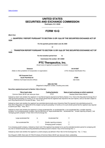 Thumbnail PTC Therapeutics
 10-Q Quarterly Report FY2020 
