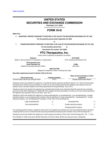 Thumbnail PTC Therapeutics
 10-Q Quarterly Report FY2020 