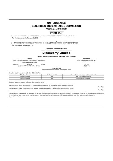 Thumbnail BlackBerry 10-K Annual Report 