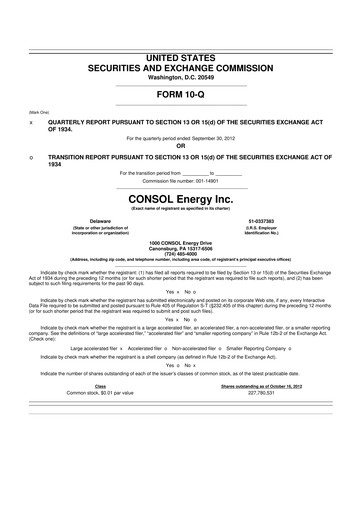 Thumbnail CNX Resources
 10-Q Quarterly Report FY2012 
