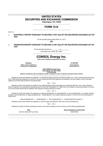 Thumbnail CNX Resources
 10-Q Quarterly Report FY2013 