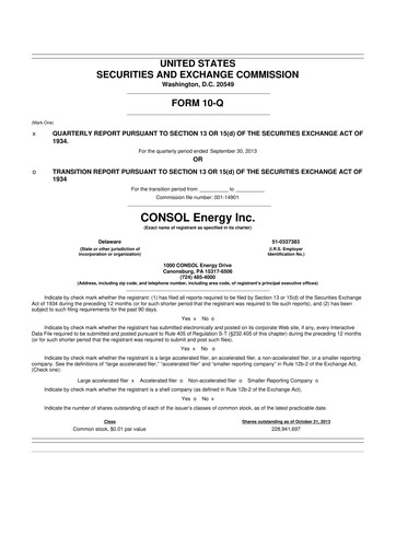 Thumbnail CNX Resources
 10-Q Quarterly Report FY2013 