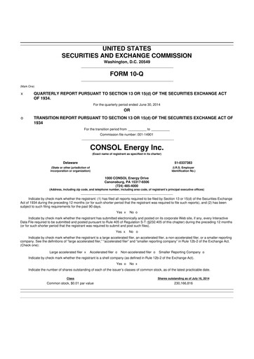 Thumbnail CNX Resources
 10-Q Quarterly Report FY2014 
