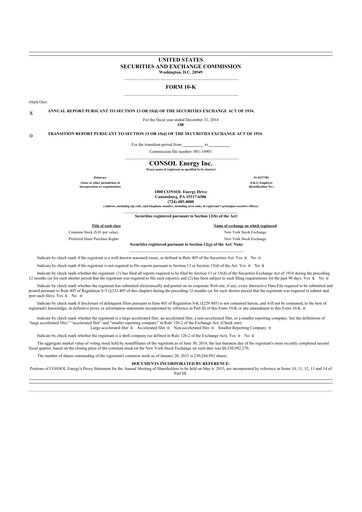 Thumbnail CNX Resources
 10-K Annual Report 2014