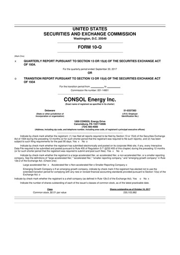 Thumbnail CNX Resources
 10-Q Quarterly Report FY2017 