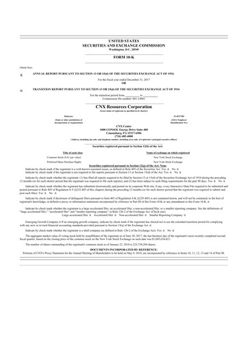 Thumbnail CNX Resources
 10-K Annual Report 2017