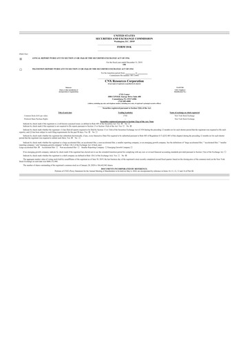 Thumbnail CNX Resources
 10-K Annual Report 2019