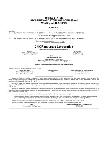 Thumbnail CNX Resources
 10-Q Quarterly Report FY2025 