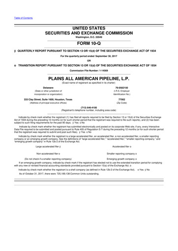 Thumbnail Plains All American Pipeline 10-Q Quarterly Report FY2017 