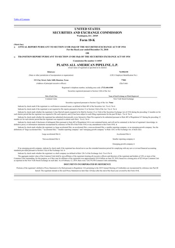 Thumbnail Plains All American Pipeline 10-K Annual Report 2018