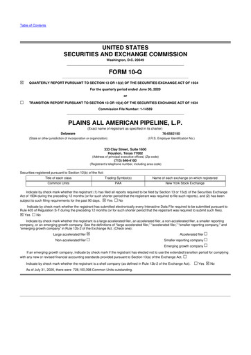 Thumbnail Plains All American Pipeline 10-Q Quarterly Report FY2020 