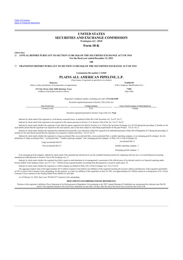 Thumbnail Plains All American Pipeline 10-K Annual Report 2021