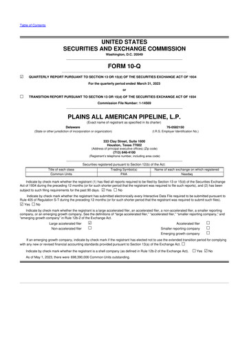 Thumbnail Plains All American Pipeline 10-Q Quarterly Report FY2023 