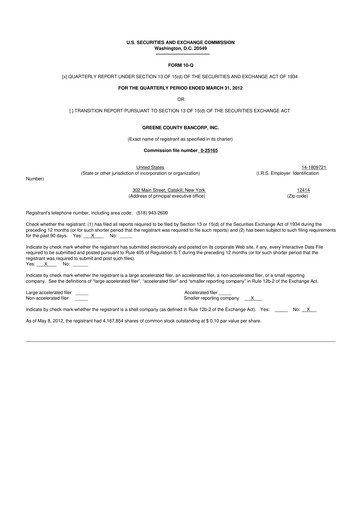 Thumbnail Greene County Bancorp 10-Q Quarterly Report FY2012 