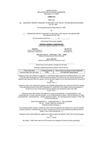Miniature CF Bankshares 10-Q Rapport trimestriel 2020 