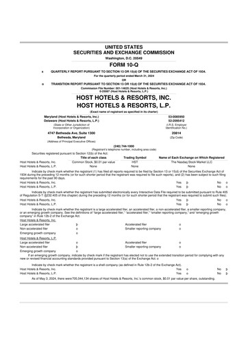 Thumbnail Host Hotels & Resorts
 10-Q Quarterly Report FY2024 